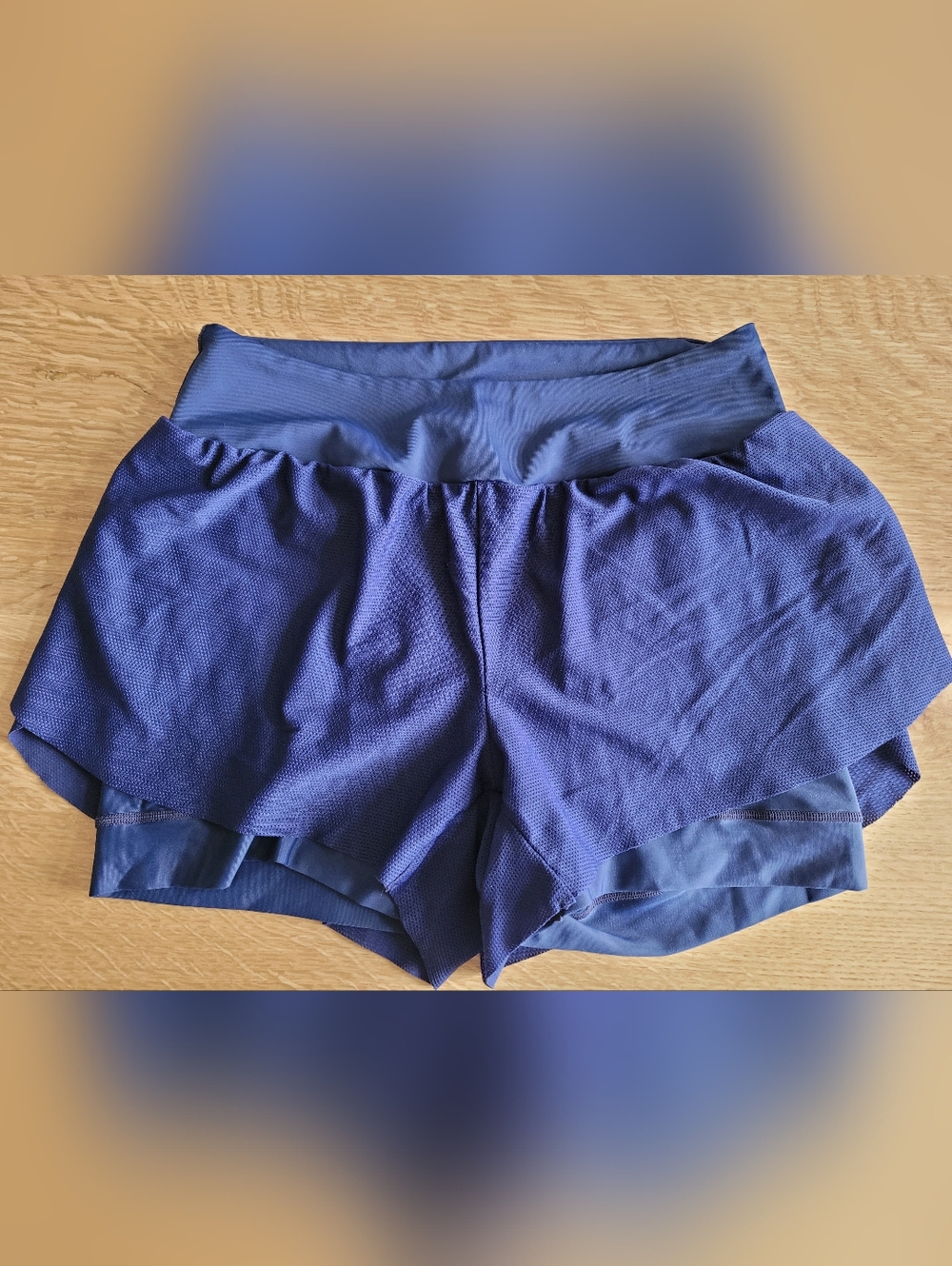 BRAVA 2-in-1 Running Shorts M Navy Blue Double Layer Athletic Biker Liner